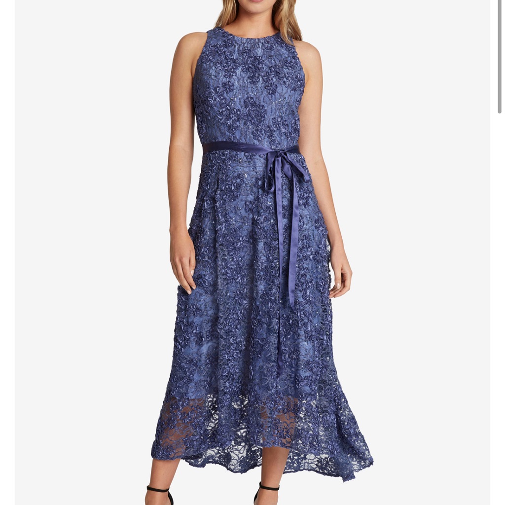 New Tahari Asl Women’s Soutache Sleeveless Midi Embellished Dress 2 Xs Lace